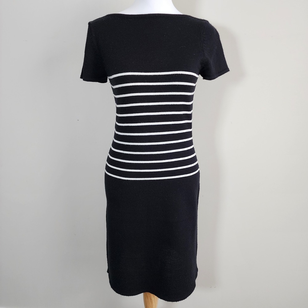 Poet Sweater Dress Womens Small Knit Black White Stripes Preppy Nautical French